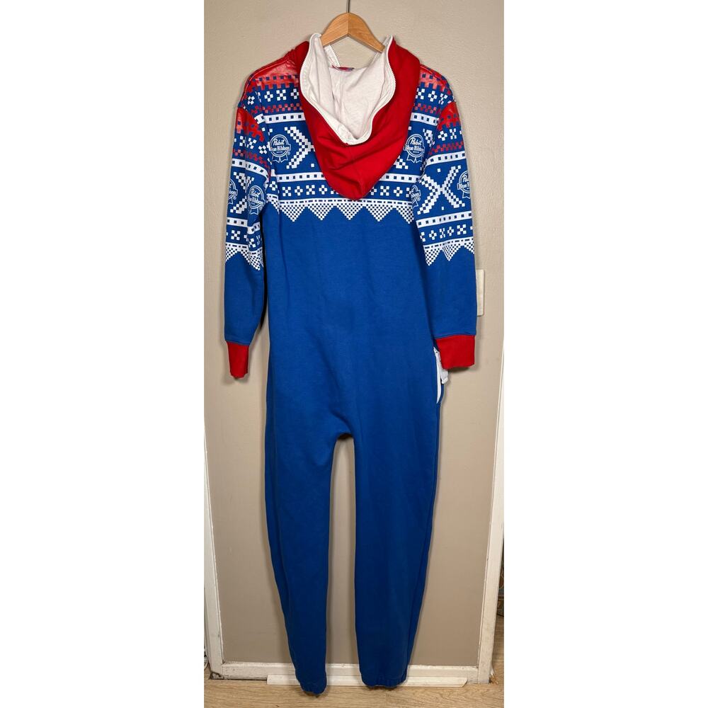 Limited Edition Pabst Blue Ribbon (PBR) Fair Isle Onesie Jumpsuit size M